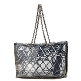 シャネル マトラッセ トートバッグ ハンドバッグ ブラック グレー ビニール ツイード レディース CHANEL 【中古】